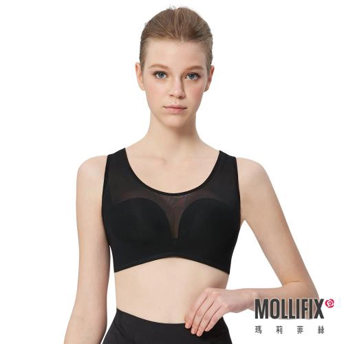 【Mollifix】軟鎧甲 無鋼圈美胸BRA (黑)