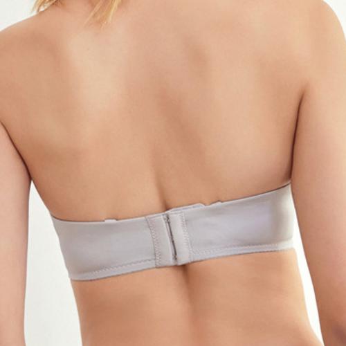 簡約珠光面料一片式聚攏無肩帶半杯內衣