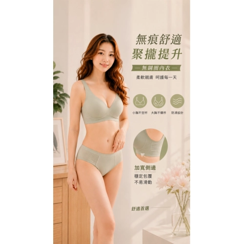 法式深V祼感無痕果凍軟支撐條無鋼圈內衣